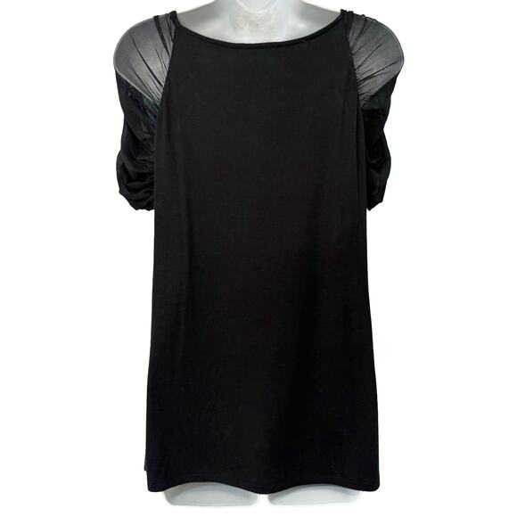 INC International Concepts Black Mesh Scoop Neck Short Sleeve Tee Shirt size L - Picture 4 of 9